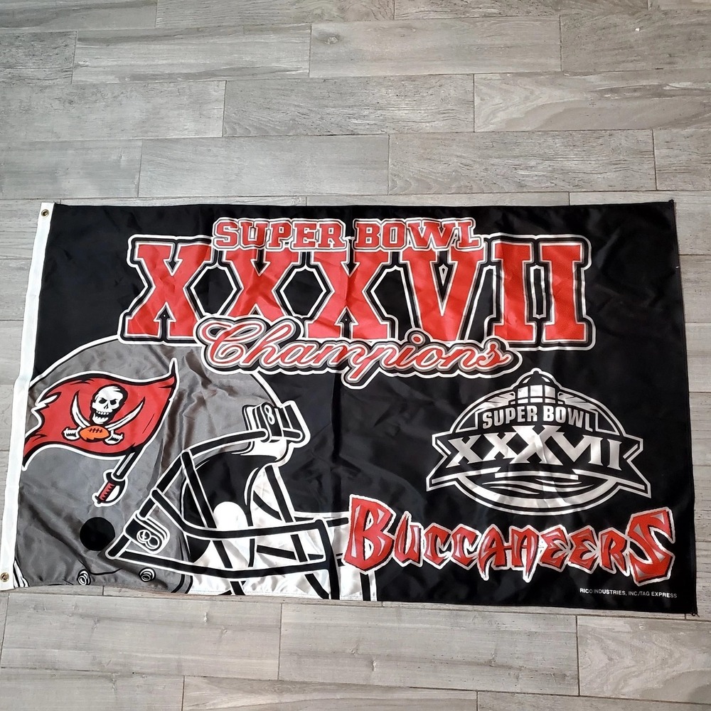 NFL Tampa Bay Buccaneers 3 x 5 Super Bowl XXXVII Champs Flag 35"x58" Rico Tag